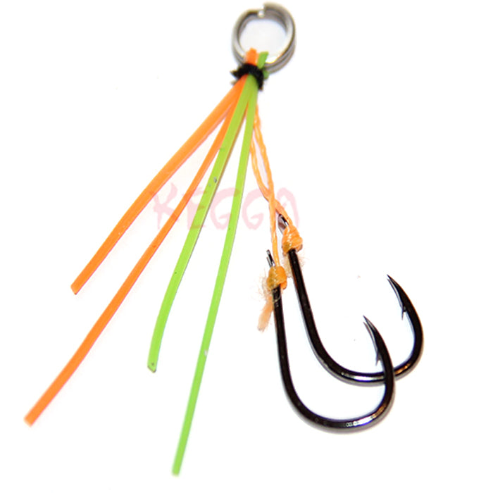 Duel Colour Kegga Stinger Hooks #8 BKK Berkley Orange Green | KEGGA LURES